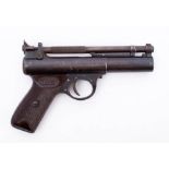 A Webley Premier .22 calibre air pistol: serial number '250', two piece brown Bakelite logo grips.