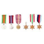 A group of five WWII general service medals and a 5th Army Bay Of Naples Commemorative medal: