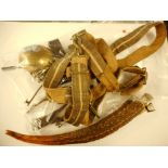 A German sword belt: together with pair of spurs, a Metropolitan whistle,
