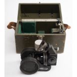 A USAAF A-10 type sextant in fitted case: black v crackle finish frame with illuminated bible,