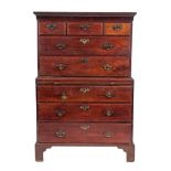 A George III mahogany bachelor's chest on chest, circa 1770,