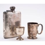 A George V silver hip flask, maker Charles S Green & Co Ltd, Birmingham,