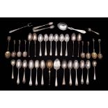 A collection of assorted silver teaspoons, various makers and dates: together with coffee spoons,