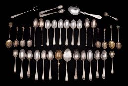A collection of assorted silver teaspoons, various makers and dates: together with coffee spoons,