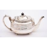 A George III silver teapot, maker Peter & William Bateman, London, 1811: of barge-shaped outline,