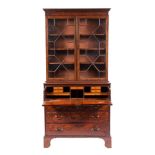 A George III mahogany and glazed secretaire bookcase, late 18th century,