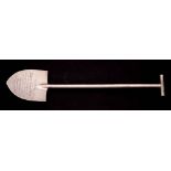 A George V silver presentation silver spade, maker Goldsmiths & Silversmiths Co Ltd, London,