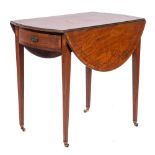 A George III mahogany, sycamore strung and crossbanded oval Pembroke table, in Sheraton taste,