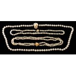 A cultured pearl and diamond necklace,