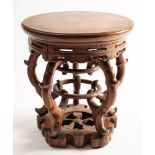 An unusual Chinese hardwood stand: with pierced frieze,