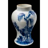 A rare Liverpool [James Pennington] blue and white baluster vase: painted with a willow tree and