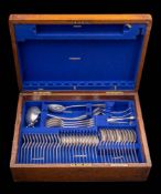 A plated Old English and Shell pattern part flatware service,: includes eleven table forks,
