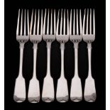 A set of six Victorian silver Fiddle pattern dessert forks, maker Goldsmiths Alliance, London,