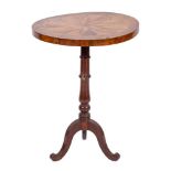 A George III mahogany and parquetry tripod table, circa 1765,
