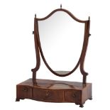 A George III mahogany and crossbanded dressing table mirror, late 18th century,