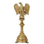 A Victorian brass spreadeagle lectern, last quarter 19th century,: the column with turned,