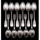 A set of eleven Edward VII silver Fiddle pattern teaspoons , maker John Round & Son Ltd, Sheffield,