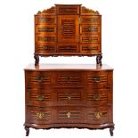 A South German, probably Nuremberg, parquetry worked, oak and walnut cabinet on chest,