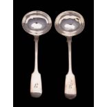 A pair of Victorian silver Fiddle pattern sauce ladles, maker Henry Holland, London,