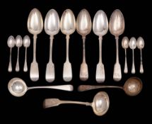 A set of four Victorian silver Fiddle pattern tablespoons, maker Elizabeth Eaton, London,