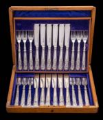 A set of twelve Kings pattern fish knives and twelve matching forks,