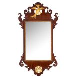 A parcel gilt and carved mahogany framed wall mirror, in Queen Anne /George I style, 19th century,
