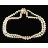 A cultured pearl choker by Mikimoto,