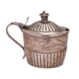 A Victorian silver mustard pot and cover, maker Joseph, Albert, Horace and Ethelbert Savory, London,