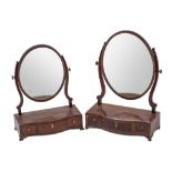 Two similar George III mahogany dressing table mirrors,: late 18th century,