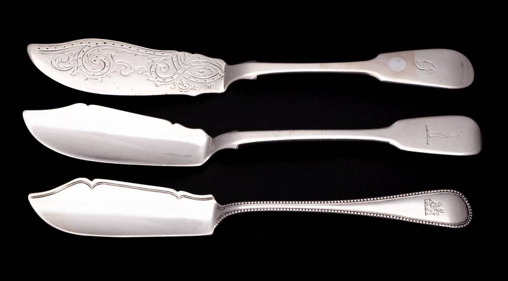 A Victorian provincial silver Fiddle pattern butter knife, maker Reid & Sons, Newcastle,