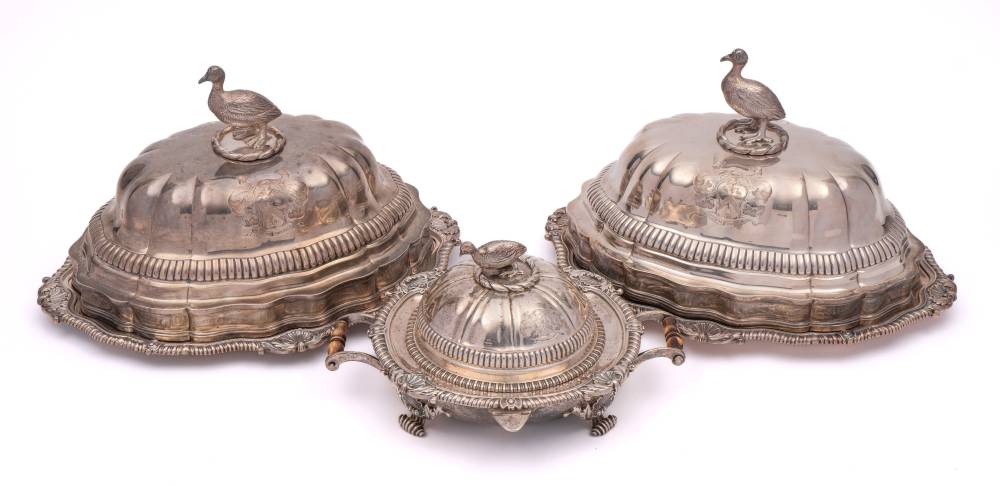 A pair of George III silver entree dishes and covers, maker William Stroud, London,