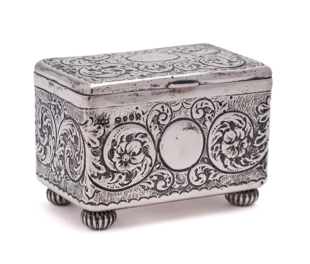 A Victorian silver ring casket, maker Mappin & Webb, London, 1889: of rectangular outline,