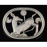 A silver deer brooch by Georg Jensen,: design no.
