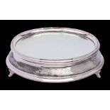A silver plated cake stand: of large size and circular design,