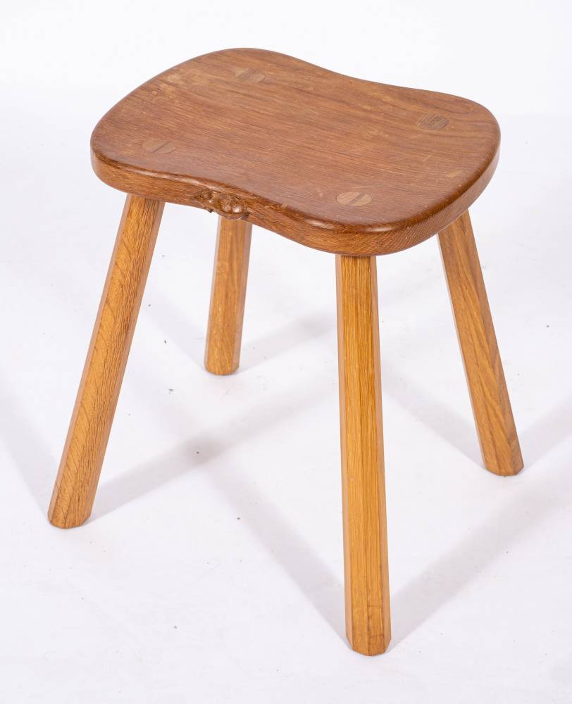 Workshop of Robert 'Mouseman' Thompson (Kilburn), an English oak 'milking stool',