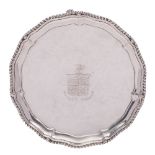 A George III silver salver, maker Samuel Roberts, London, 1819: crested,