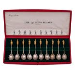 An Elizabeth II set of ten 'The Queen's Beasts' silver spoons, maker William Comyns, London,