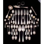 A mixed collection of silver flat wares, various makers and dates: includes tablespoons,