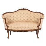 A carved wood and upholstered canape in louis XV style, late 19th / early 20th century,