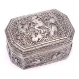 An Indo-Persian silver casket: of rectangular outline with canted corners,