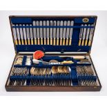 A cased Old English pattern part flatware service: includes twelve table knives, ten dessert knives,