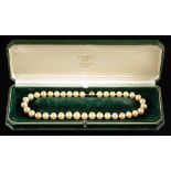 A golden cultured pearl necklace,