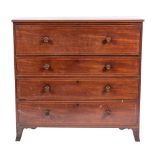 A George III mahogany secretaire chest of drawers, circa 1800,