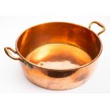 A large 19th century copper preserve pan: of circular outline,