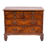 A George II walnut and crossbanded chest of drawers, mid 18th century,