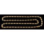 A gold coloured chain,: composed of textured anchor links, stamped 18ct, 40cm long, 82g.