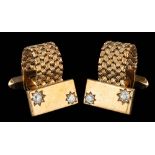 A pair of 9 carat gold and diamond cufflinks,