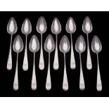 A set of twelve Victorian Scottish silver Old English pattern teaspoons, maker Sutherland & Horne,