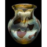 A Loetz Phänomen genre vase: of oviform and with flaring neck,