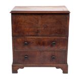 A George III mahogany bedroom commode chest, last quarter 18th century,
